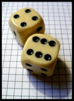 Dice : Dice - 6D - Large Ivory Plastic With Black Pips Pair